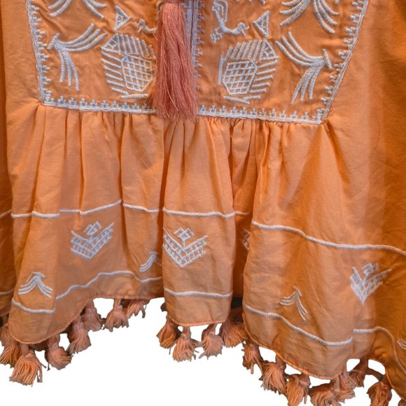 Chelsea & Violet Top! BOHO Embroidered Top Peach/White Size L - Picture 5 of 7